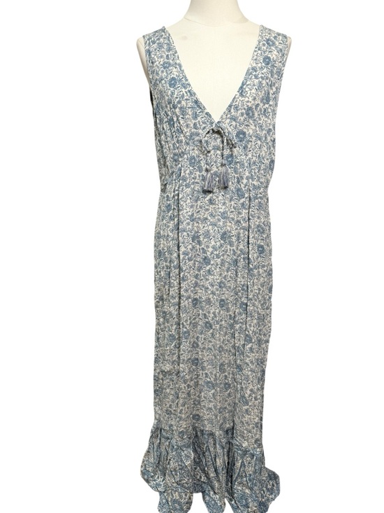 Faherty Eden Maxi Floral Print Dress in Blue & White Size Medium - Picture 3 of 10